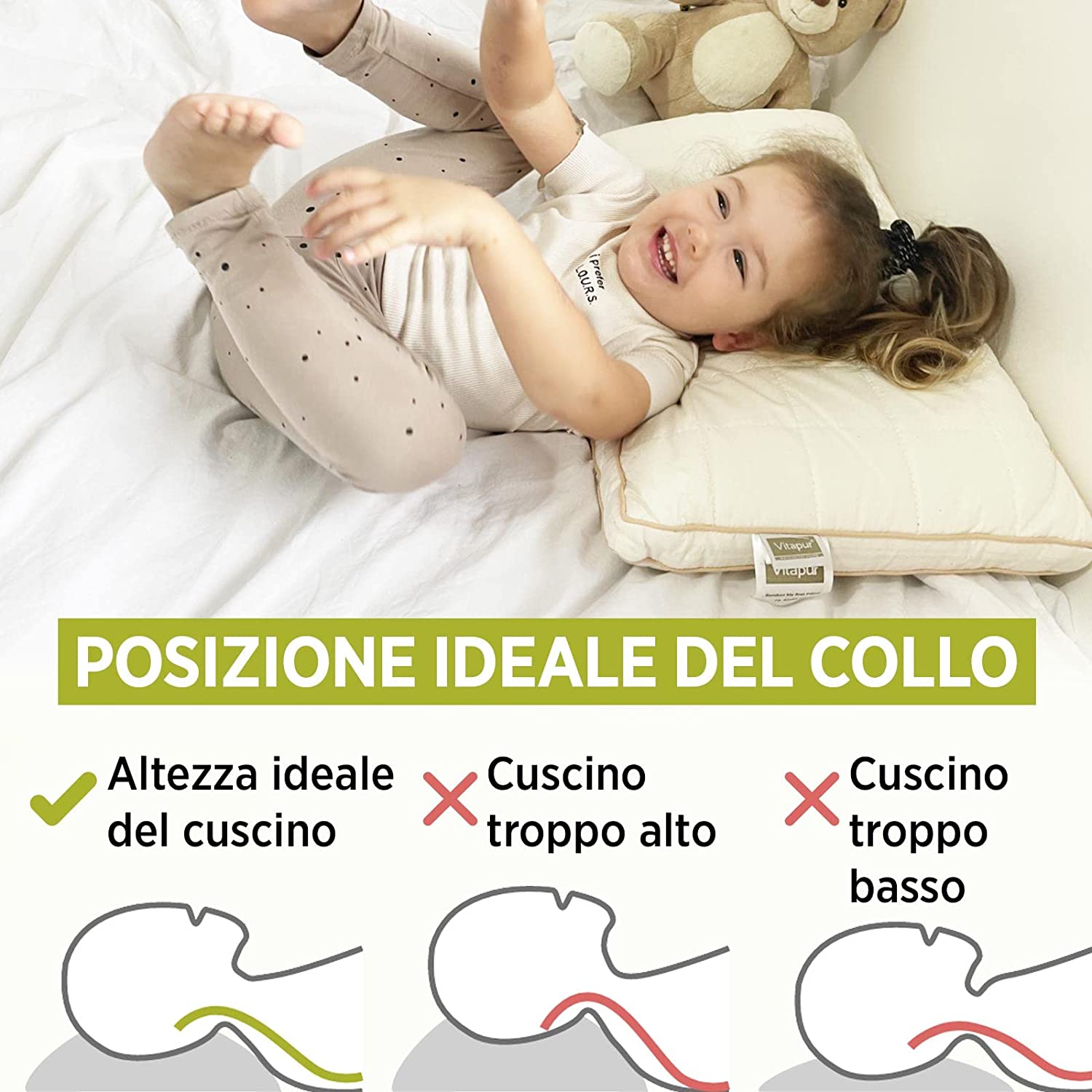 Guanciale BABY Permaflex - Cuscino antisoffoco per bambini in