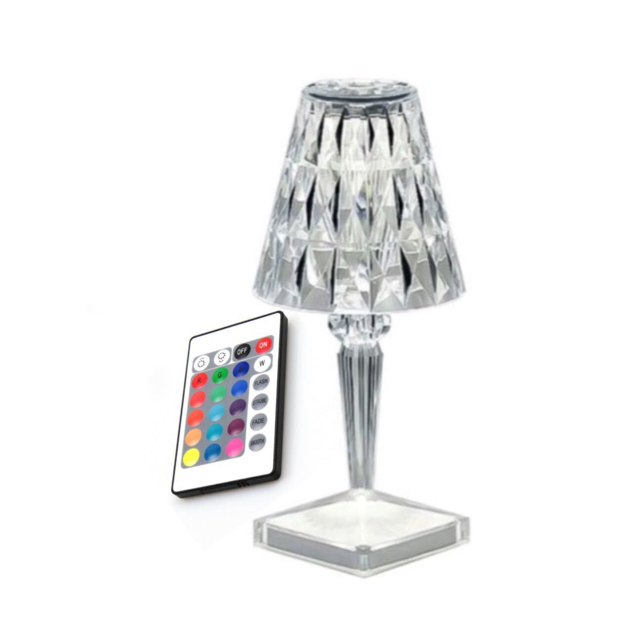 LAMPADA TOUCH TAVOLO DIAMANTATA LED RICARICABILE EFFETTO CRISTALLO  TRASPARENTE