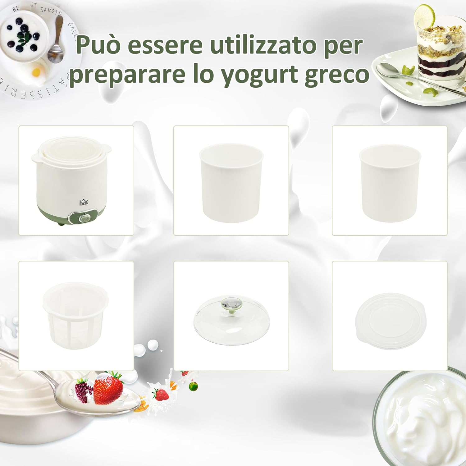 Yogurtiera con 2 Vasetti e Colino 1,5 Litri - Bidoo