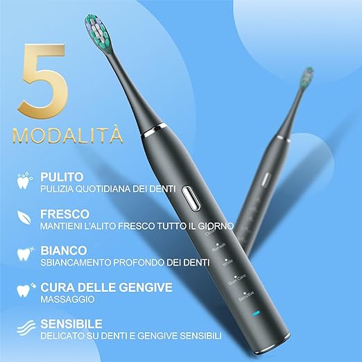 Spazzolino Elettrico Sonico Ricaricabile - Bidoo