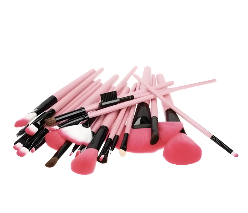 Set 24 Pennelli Make Up con Custodia Rosa - Bidoo