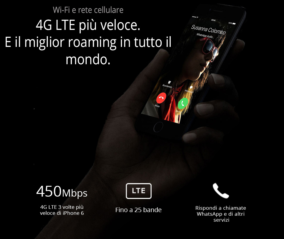 Risultati immagini per iphone 7 4G LTE più veloce. E il miglior roaming in tutto il mondo.